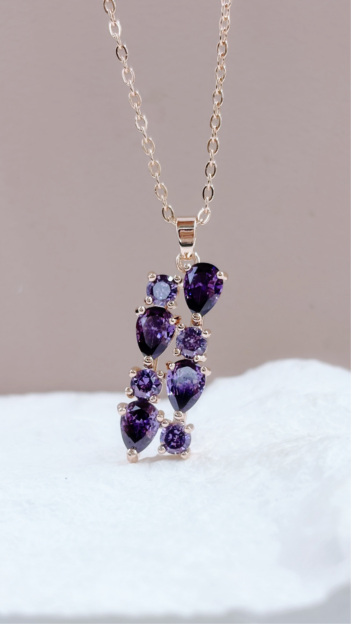 Multi Gem Necklace | Royal Purple on Rose