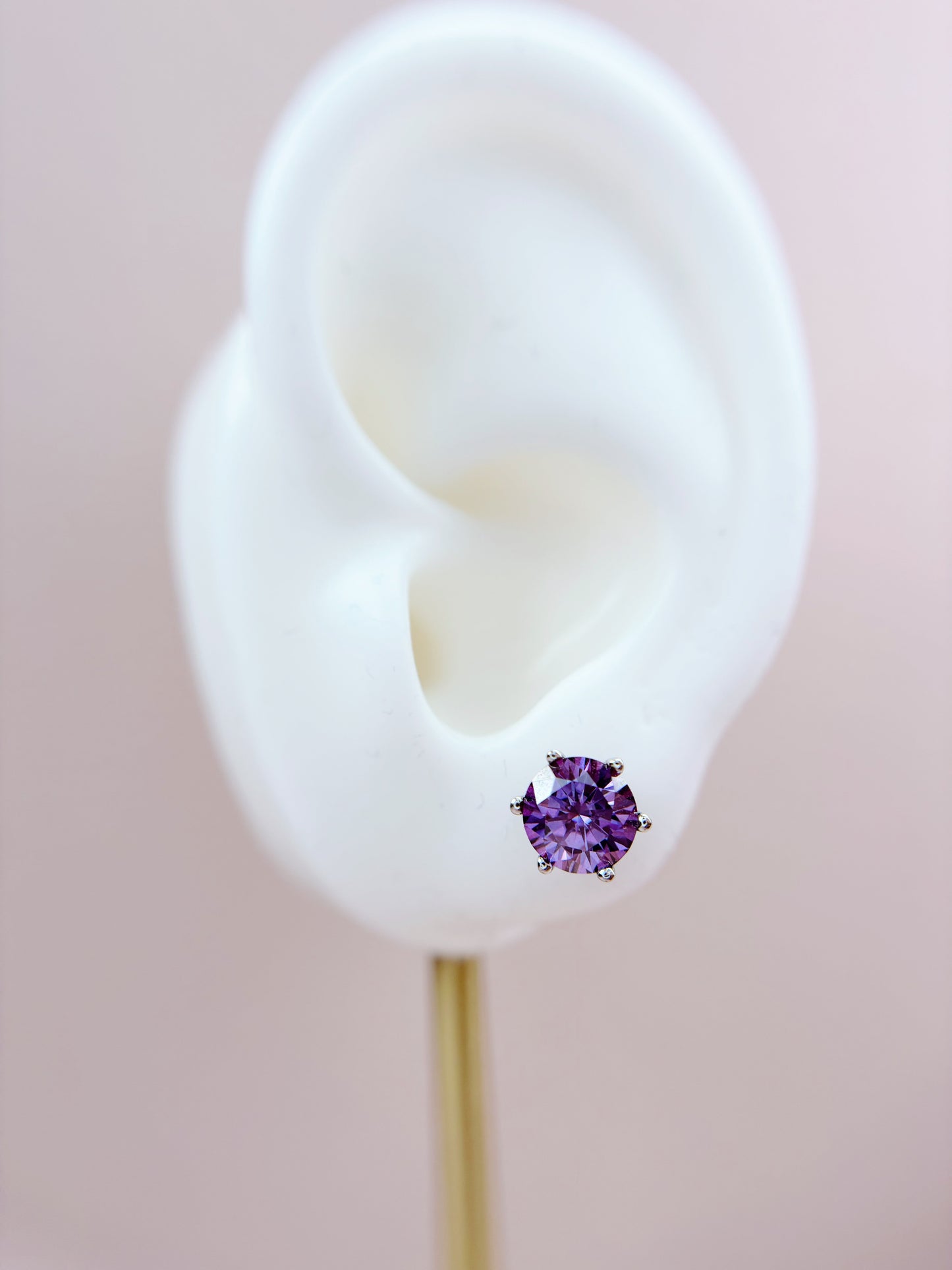 Made To Order: Earrings | 1 Carat | Aubergine Purple