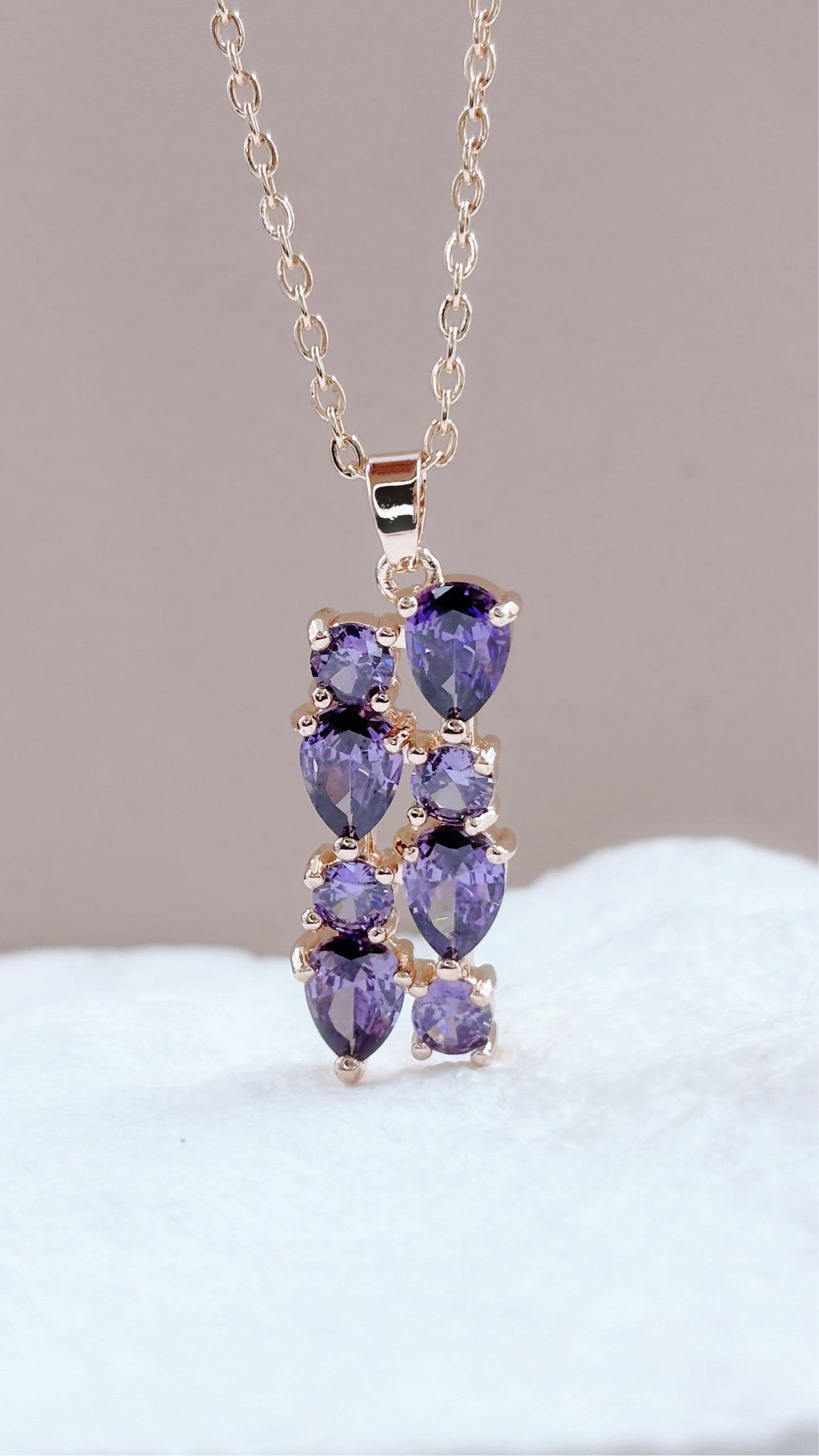 Multi Gem Necklace | Royal Purple on Rose