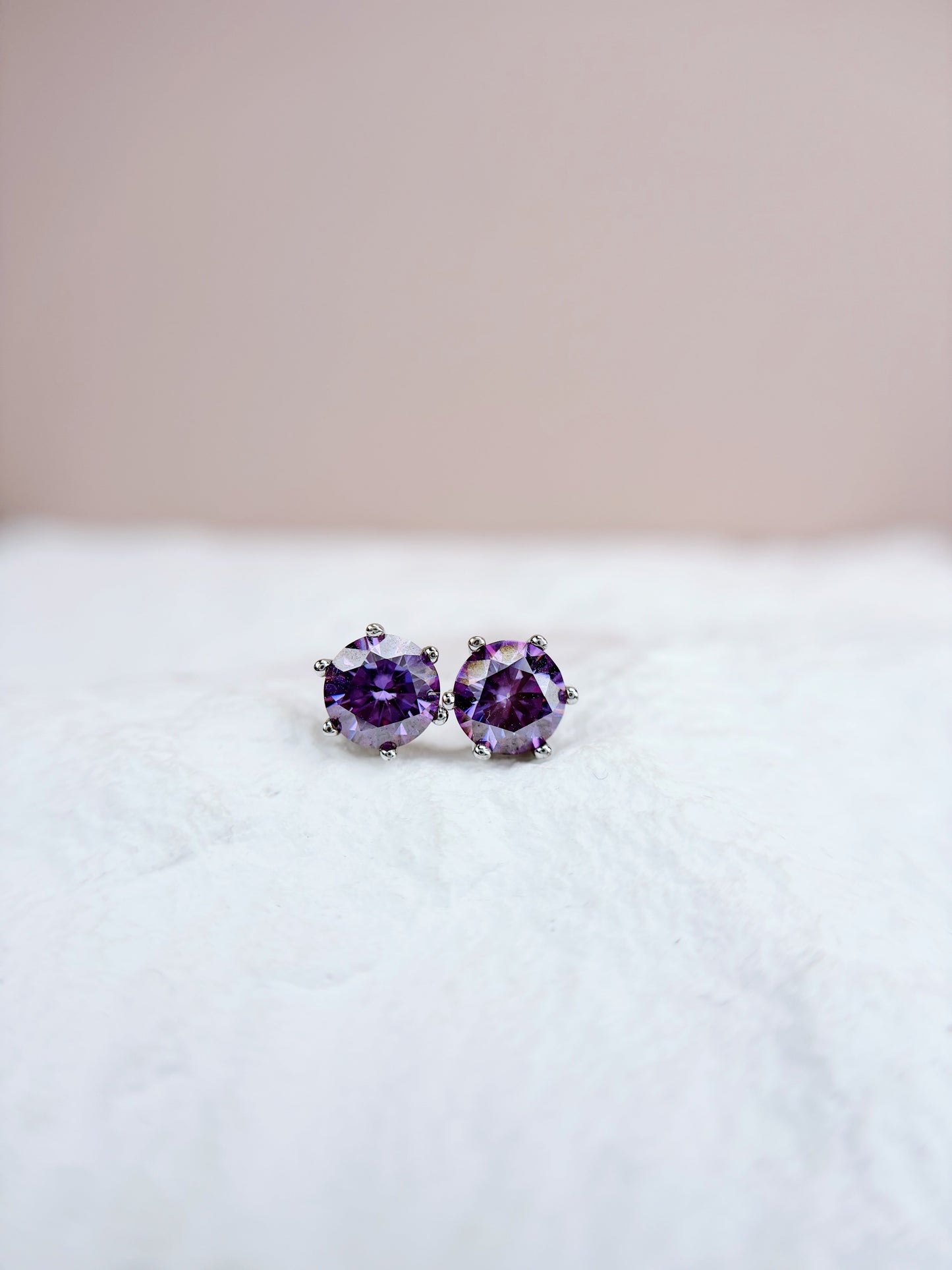 Made To Order: Earrings | 1 Carat | Aubergine Purple