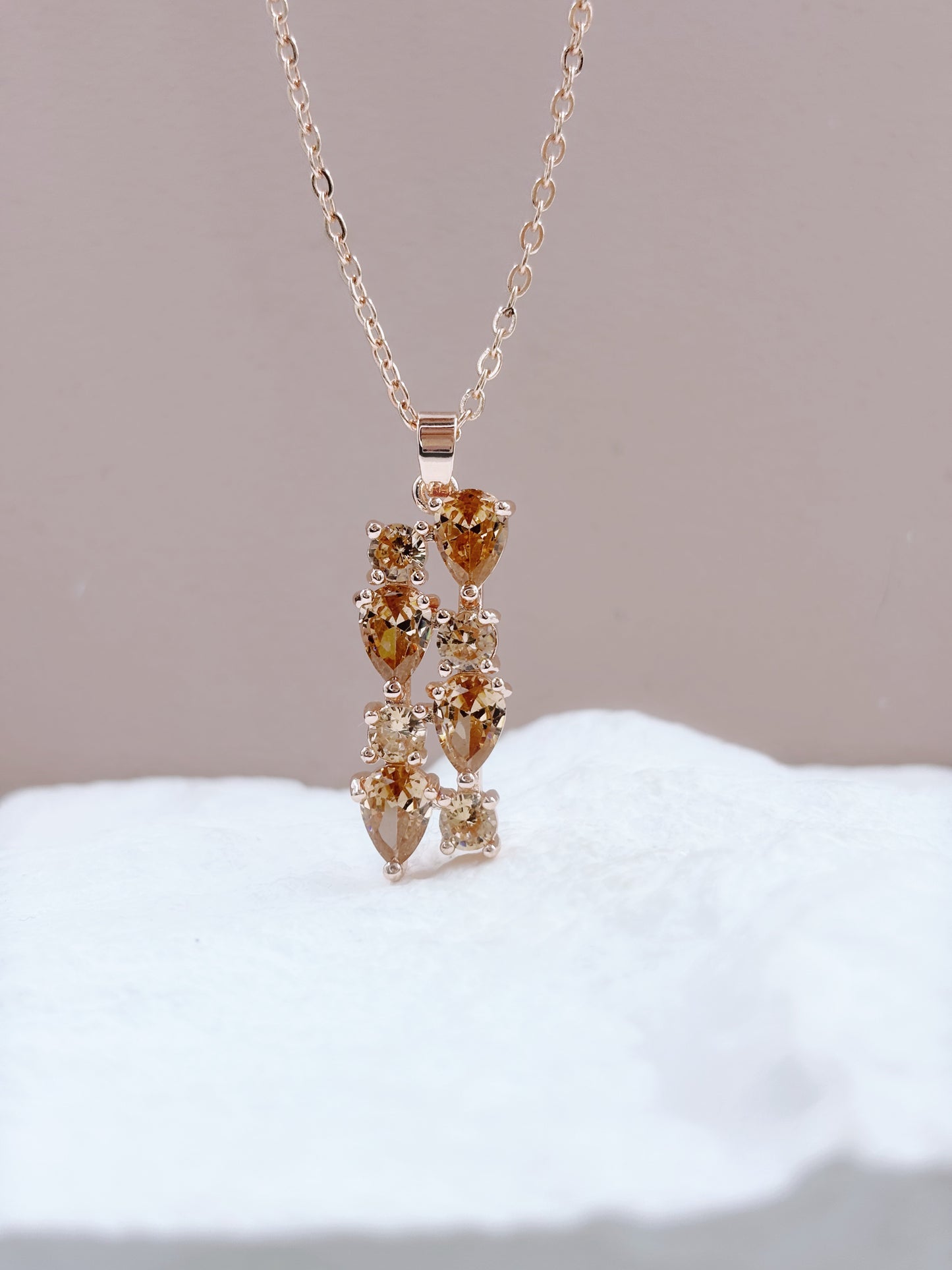 Multi Gem Necklace | Peach on Rose Gold