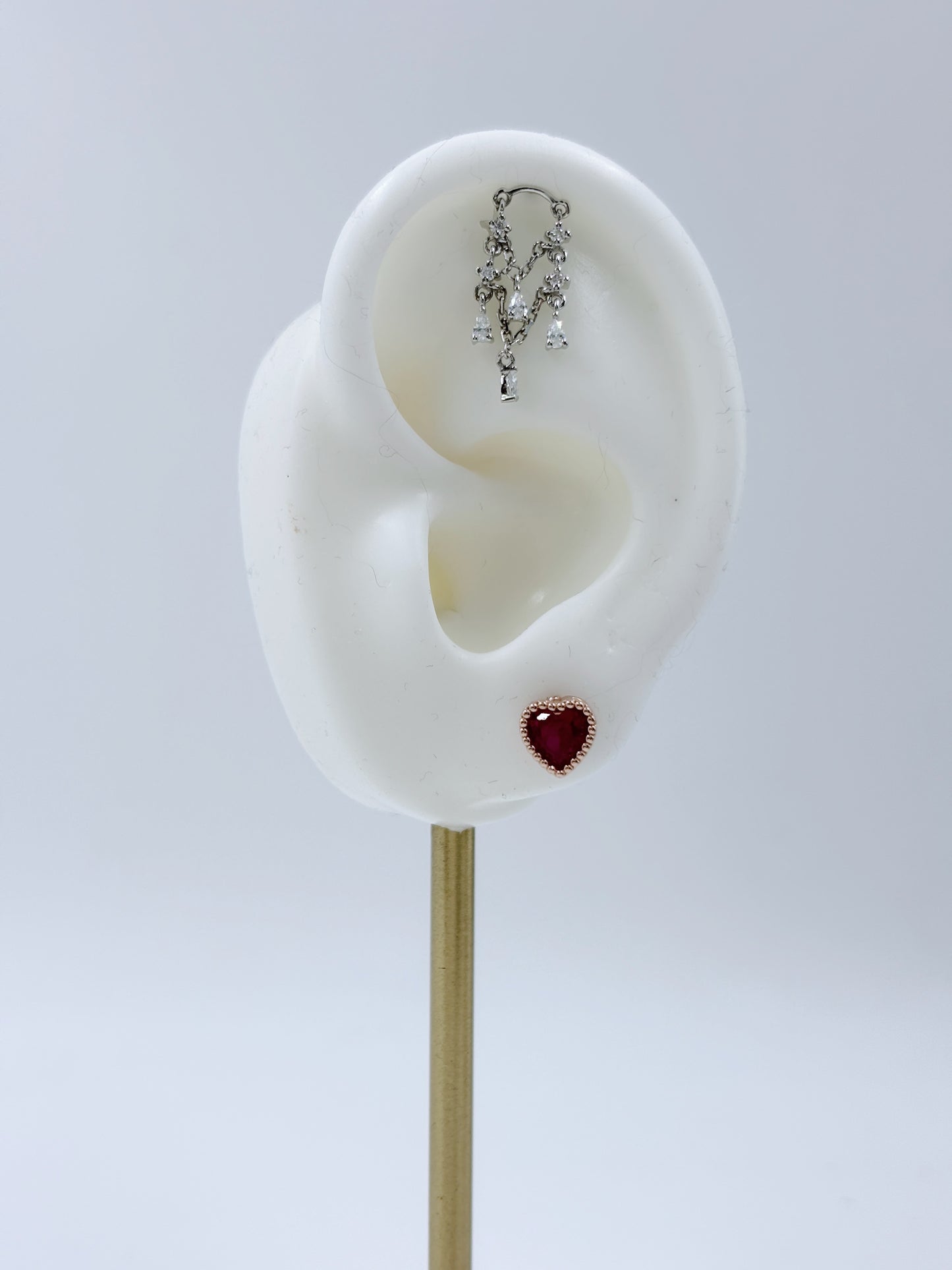 Earrings | 0.5 Carat | Dark Pink Heart Filigree
