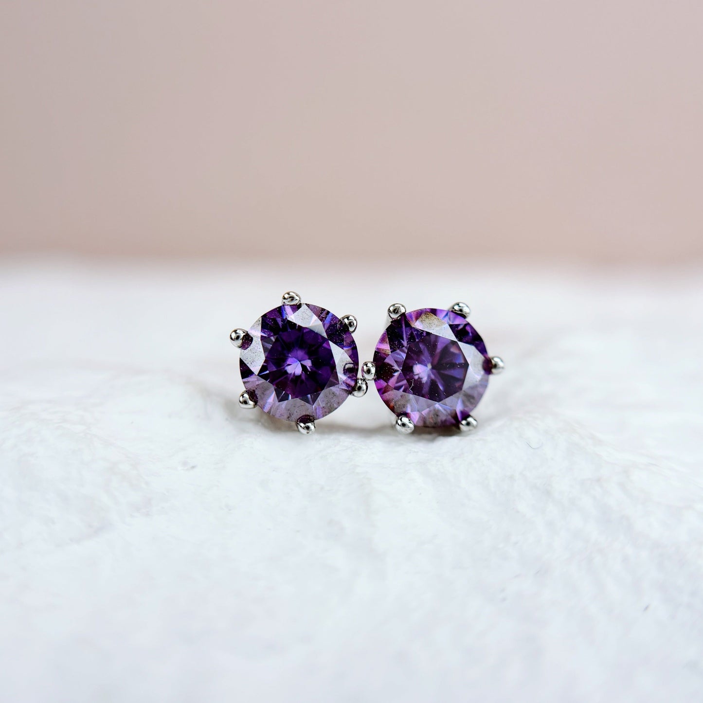 Made To Order: Earrings | 1 Carat | Aubergine Purple