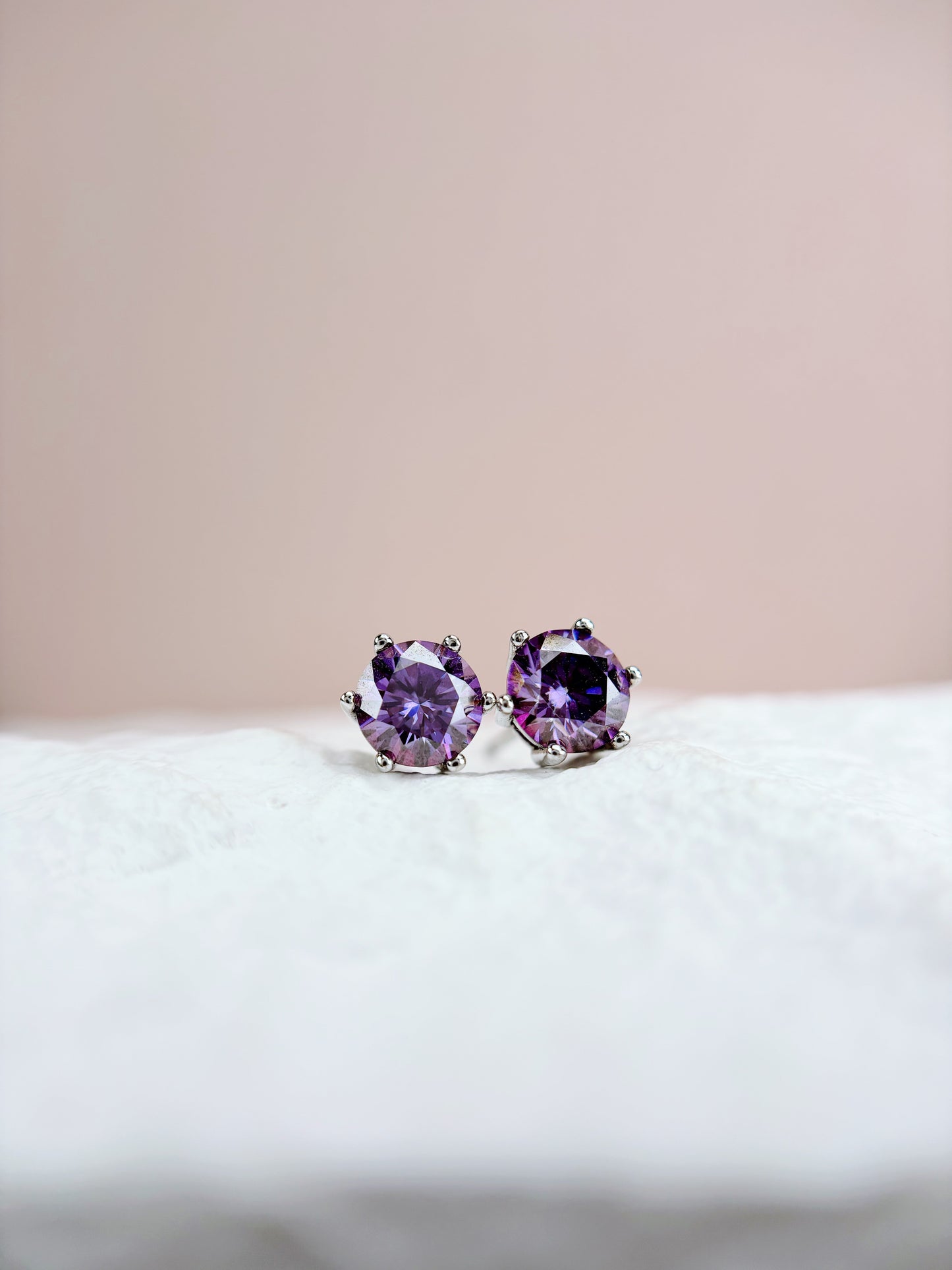 Made To Order: Earrings | 1 Carat | Aubergine Purple