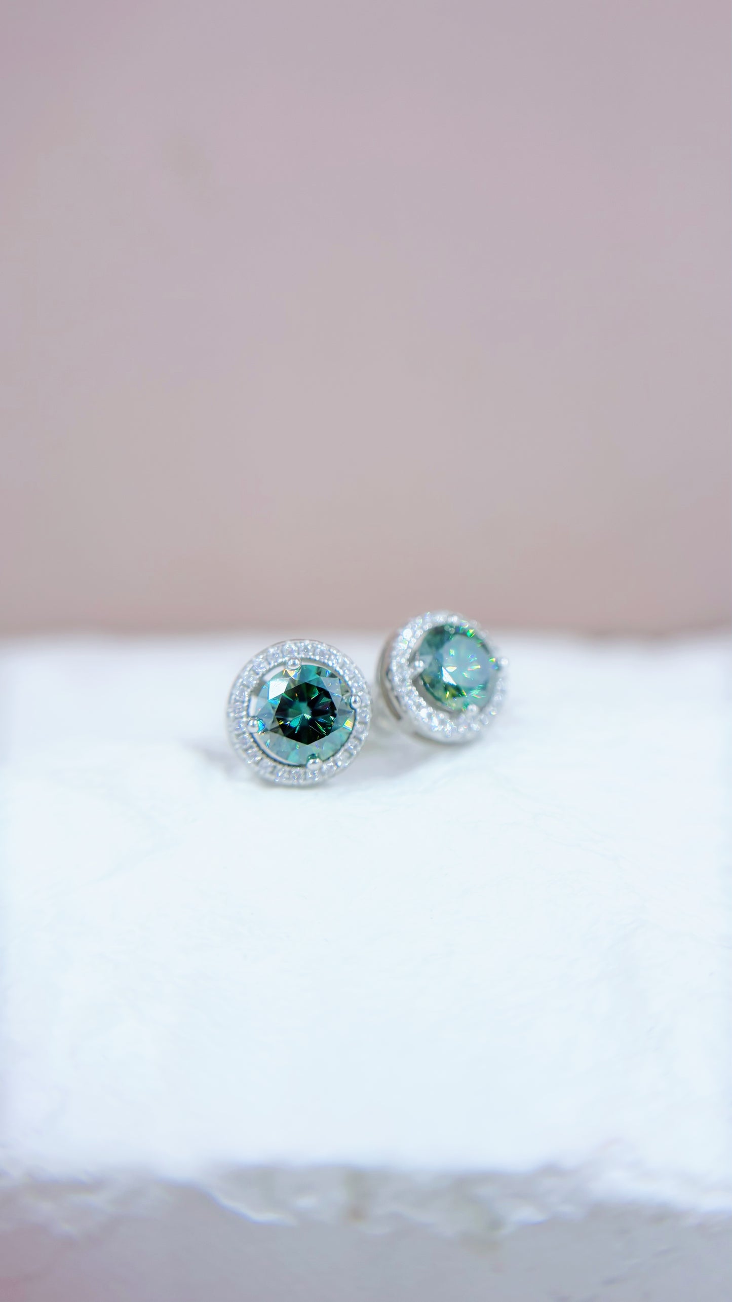 Earrings | 1 Carat | Dark Peacock Blue in Classic Halo
