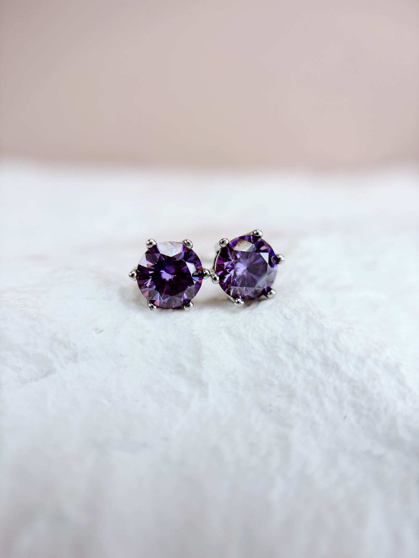 Made To Order: Earrings | 1 Carat | Aubergine Purple