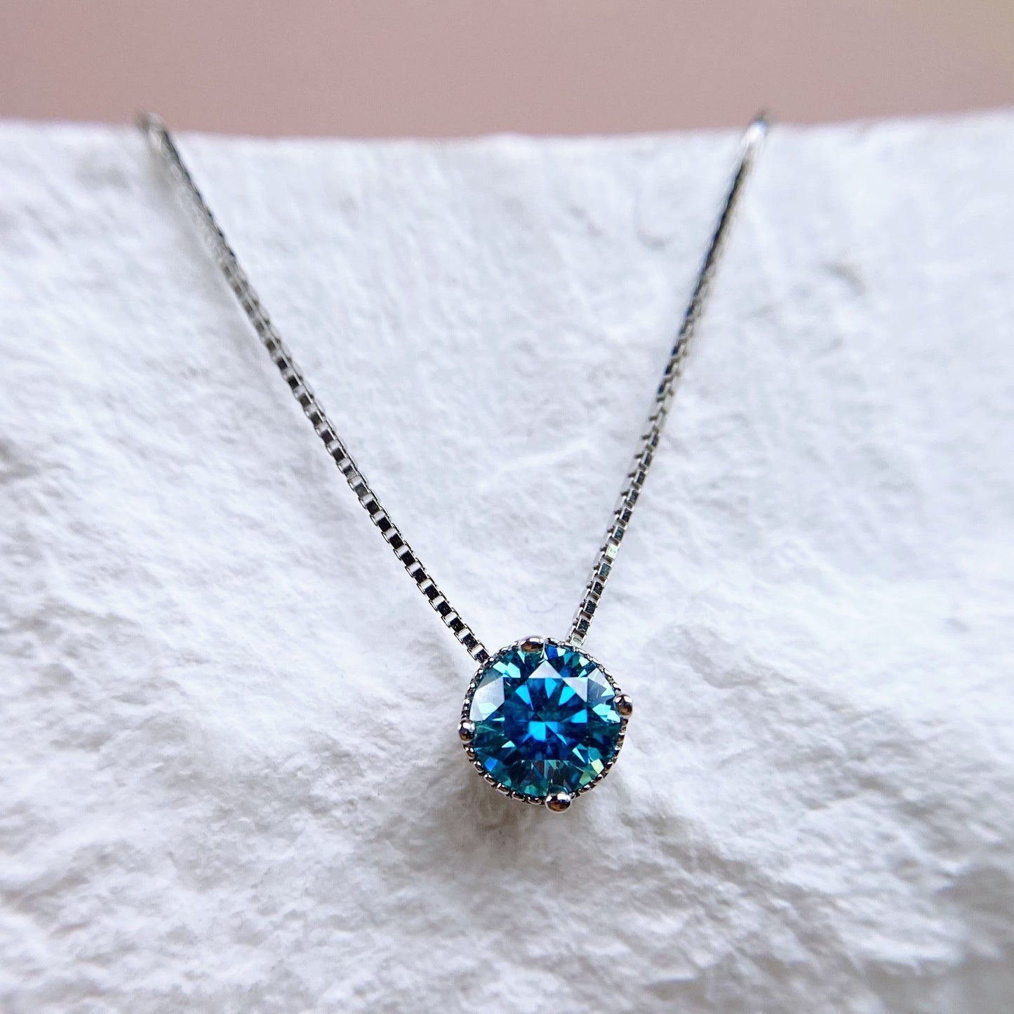 Necklace | 1 Carat | Cyan Blue