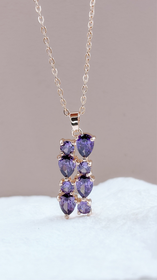 Multi Gem Necklace | Royal Purple on Rose