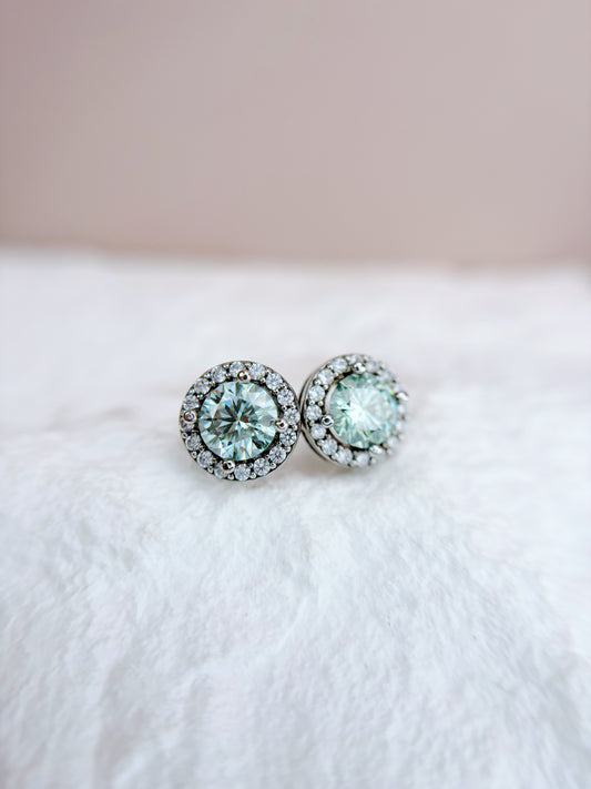 Earrings | 1 Carat | Peacock Blue