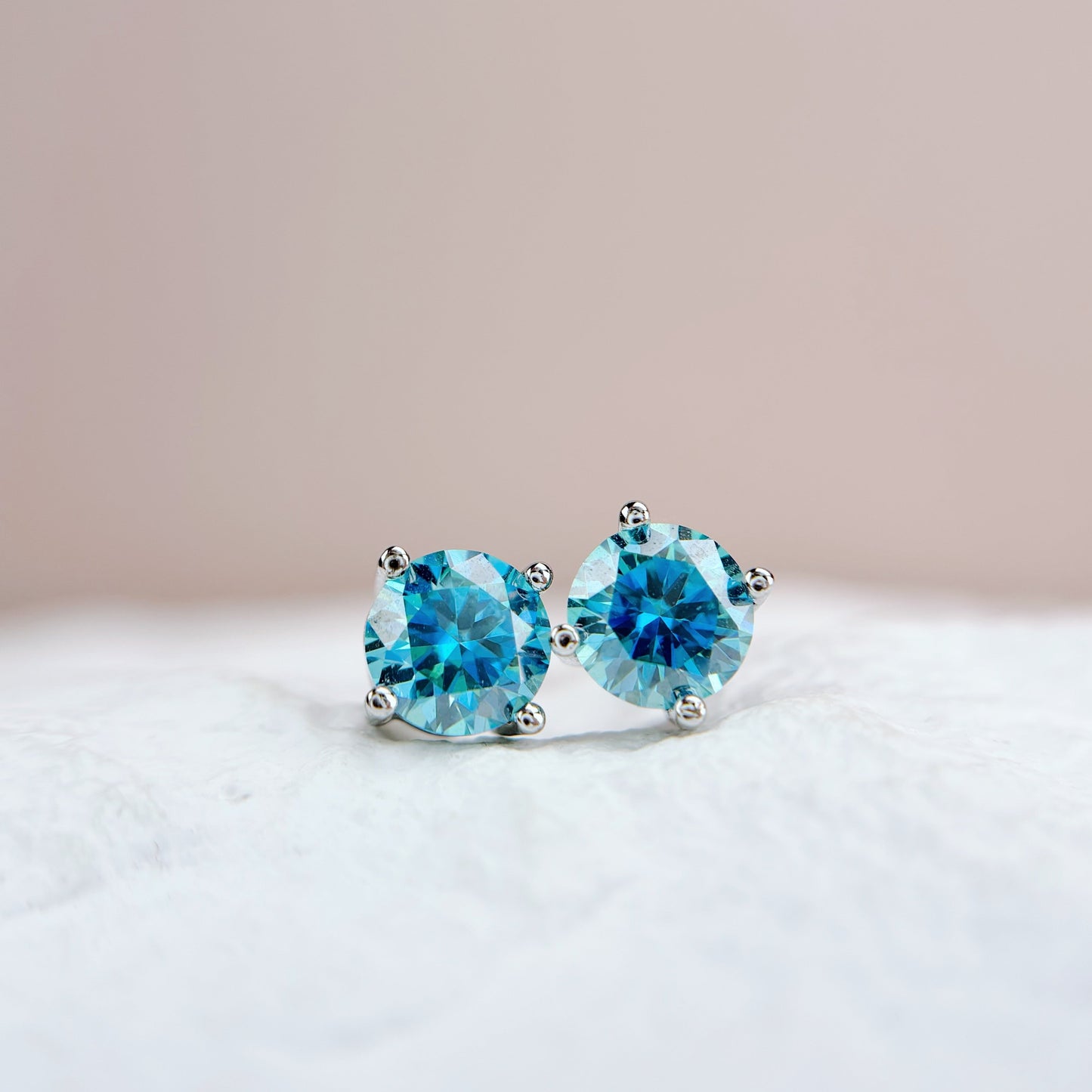 Earrings | 1 Carat | Cyan Blue