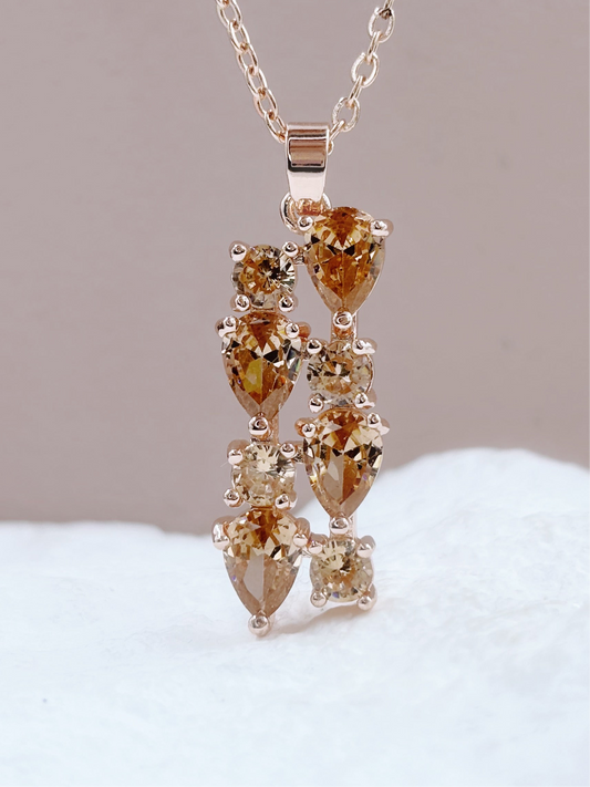 Multi Gem Necklace | Peach on Rose Gold