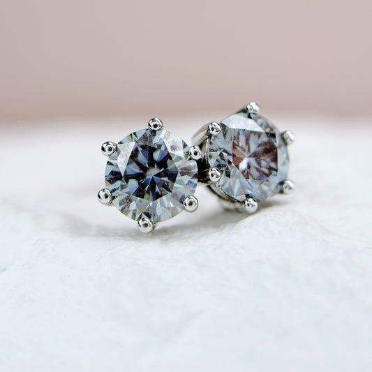 Earrings | 1 Carat | Violet Blue Grey