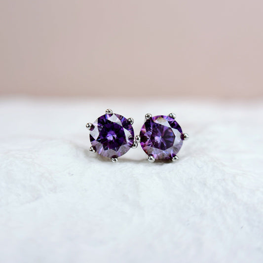 Earrings | 1 Carat | Aubergine Purple