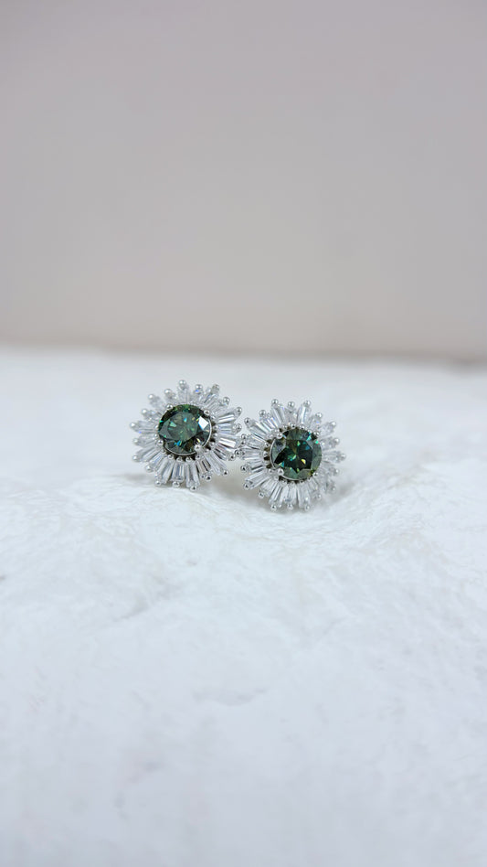 Earrings | 0.5 Carat | Forest Green in Asteria Halo