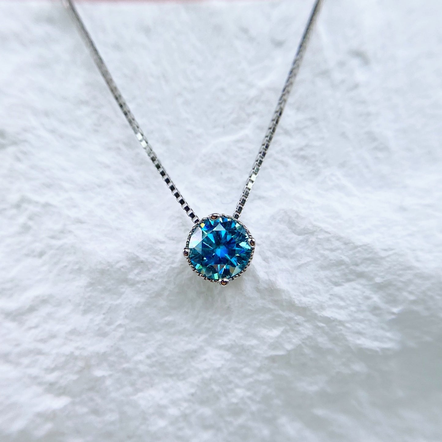 Necklace | 1 Carat | Cyan Blue